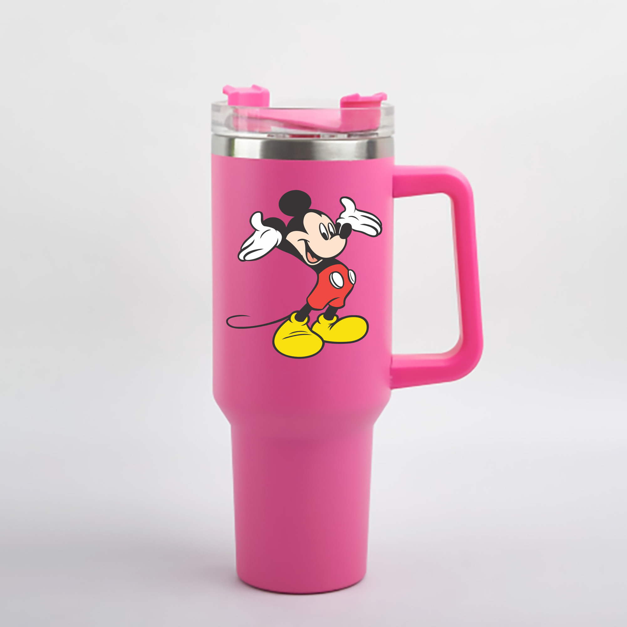 （画像用） ミッキーマウス Mickey Mouse 1200mL車用タンブラー - クリスタルステッカー（プラスチックストロー付き）